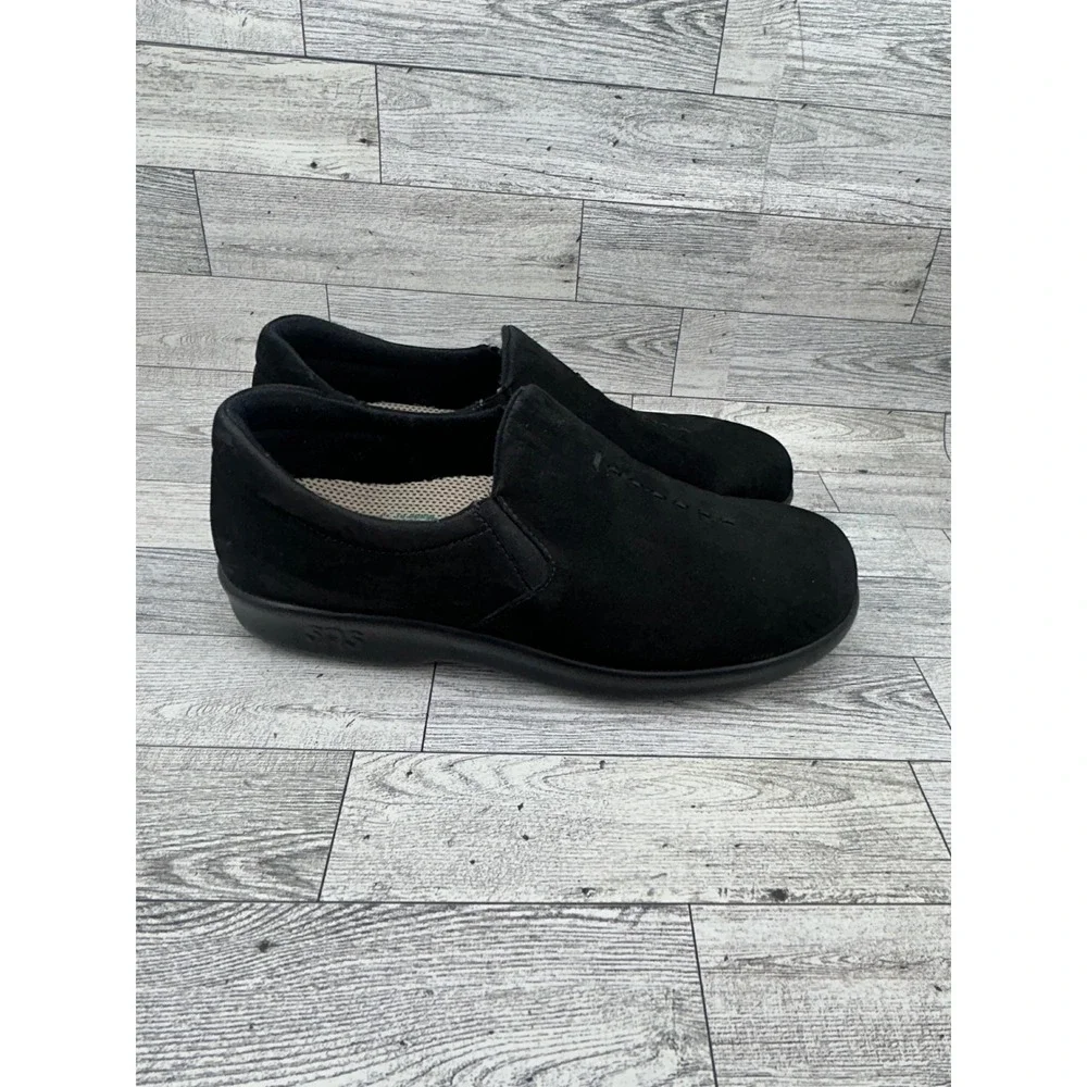 SAS M667 Women Black Nubuck Slip On Walking Shoes Loafers‎ Size 7.5 M Comfort